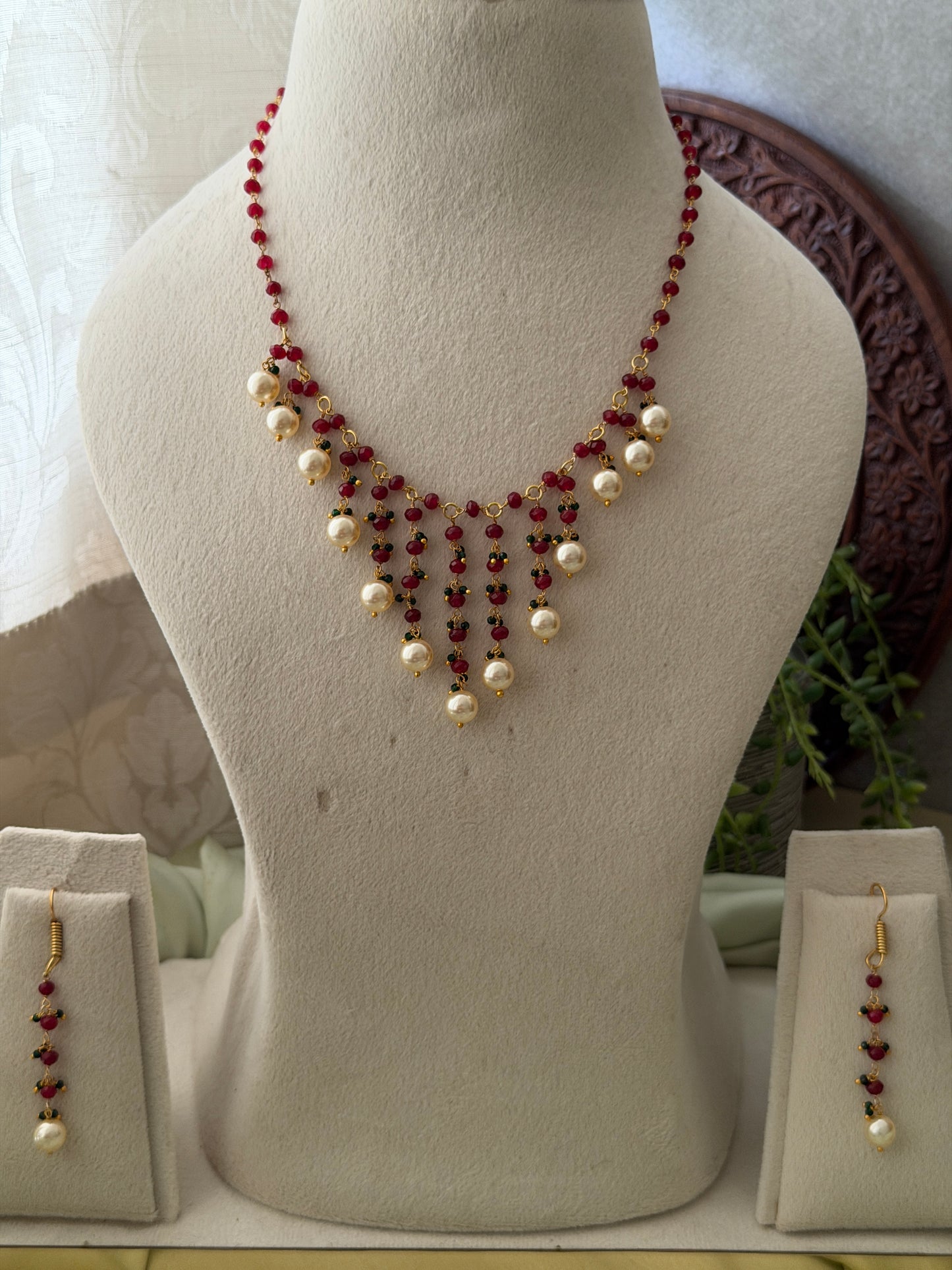 Blood Bead Necklace Set