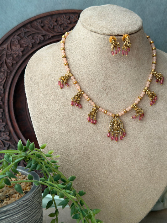 Pastel Pink Beaded Chain set