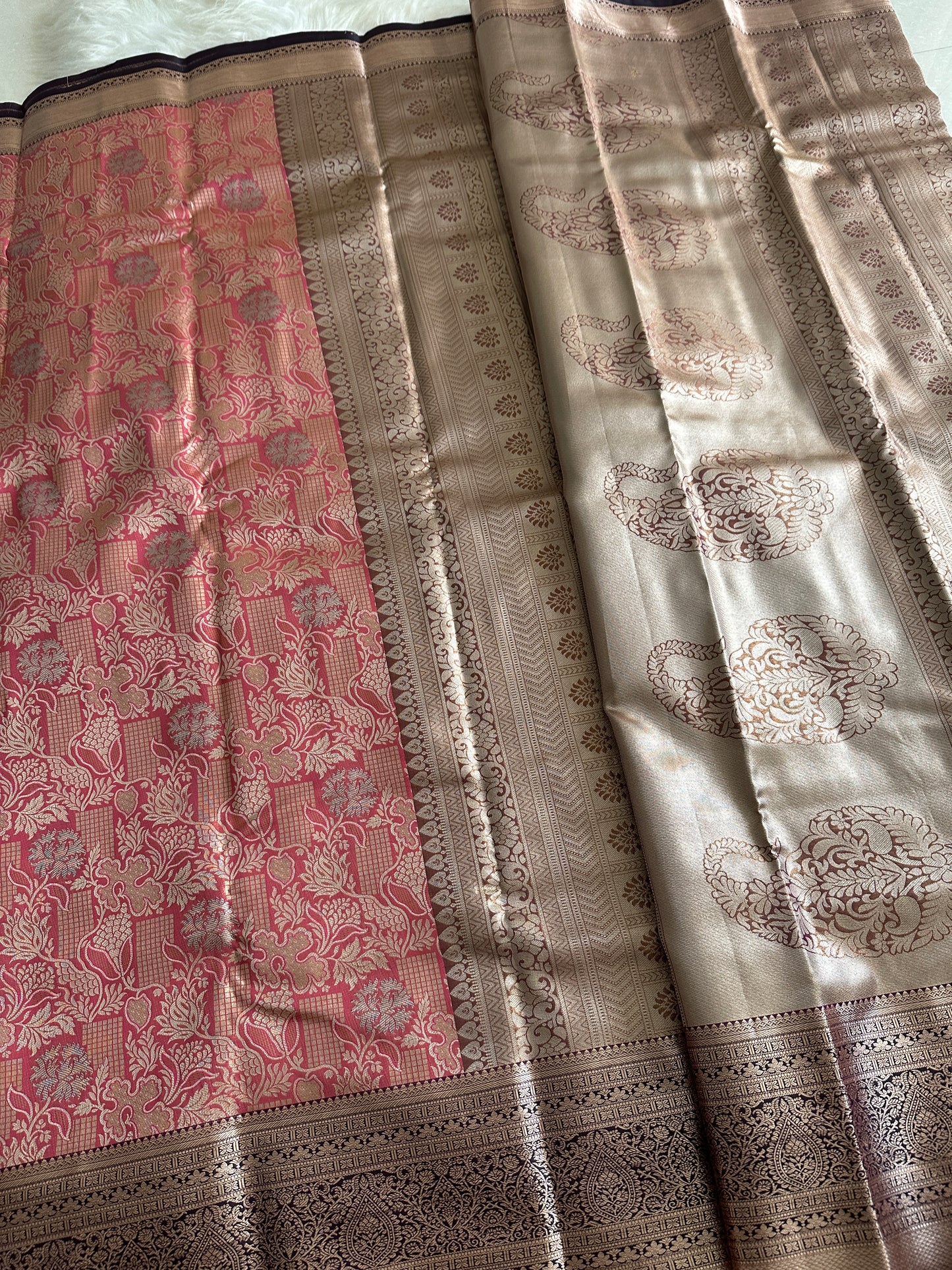 Coral Semi Kanchivaram Tissue Pattu New Version