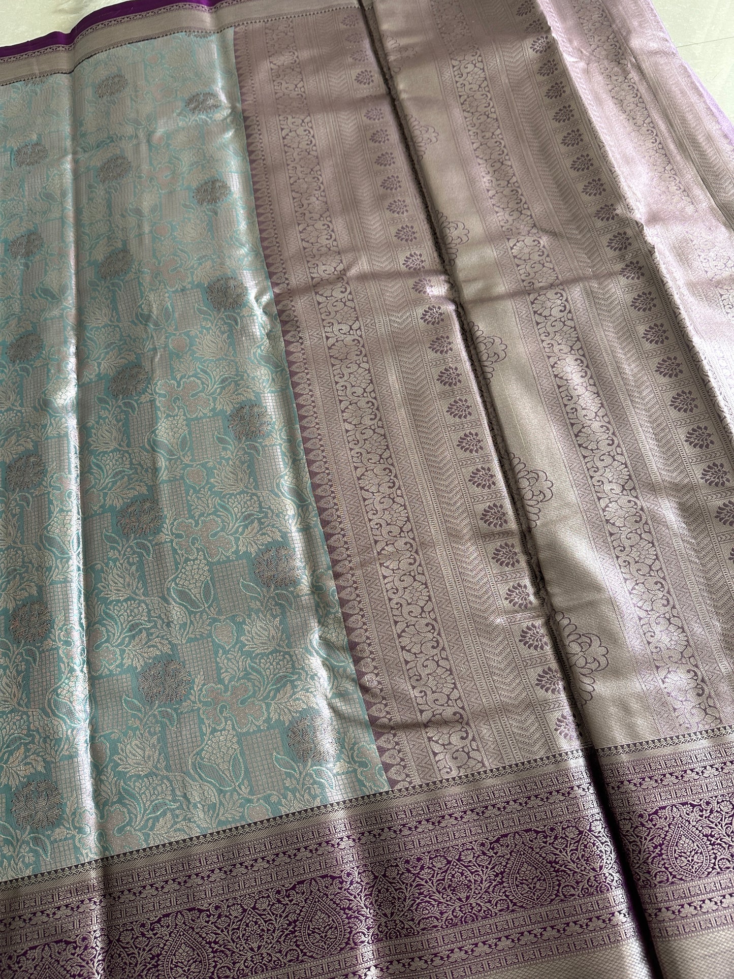 Blue Coral Semi Kanchivaram Tissue Pattu Saree