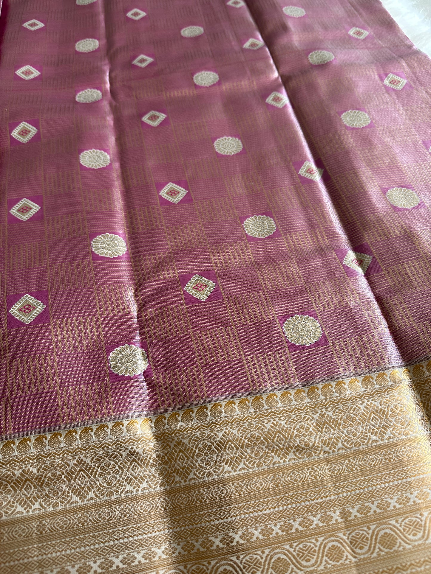 Geometrical Semi Kanchivaram Tissue Pattu Saree