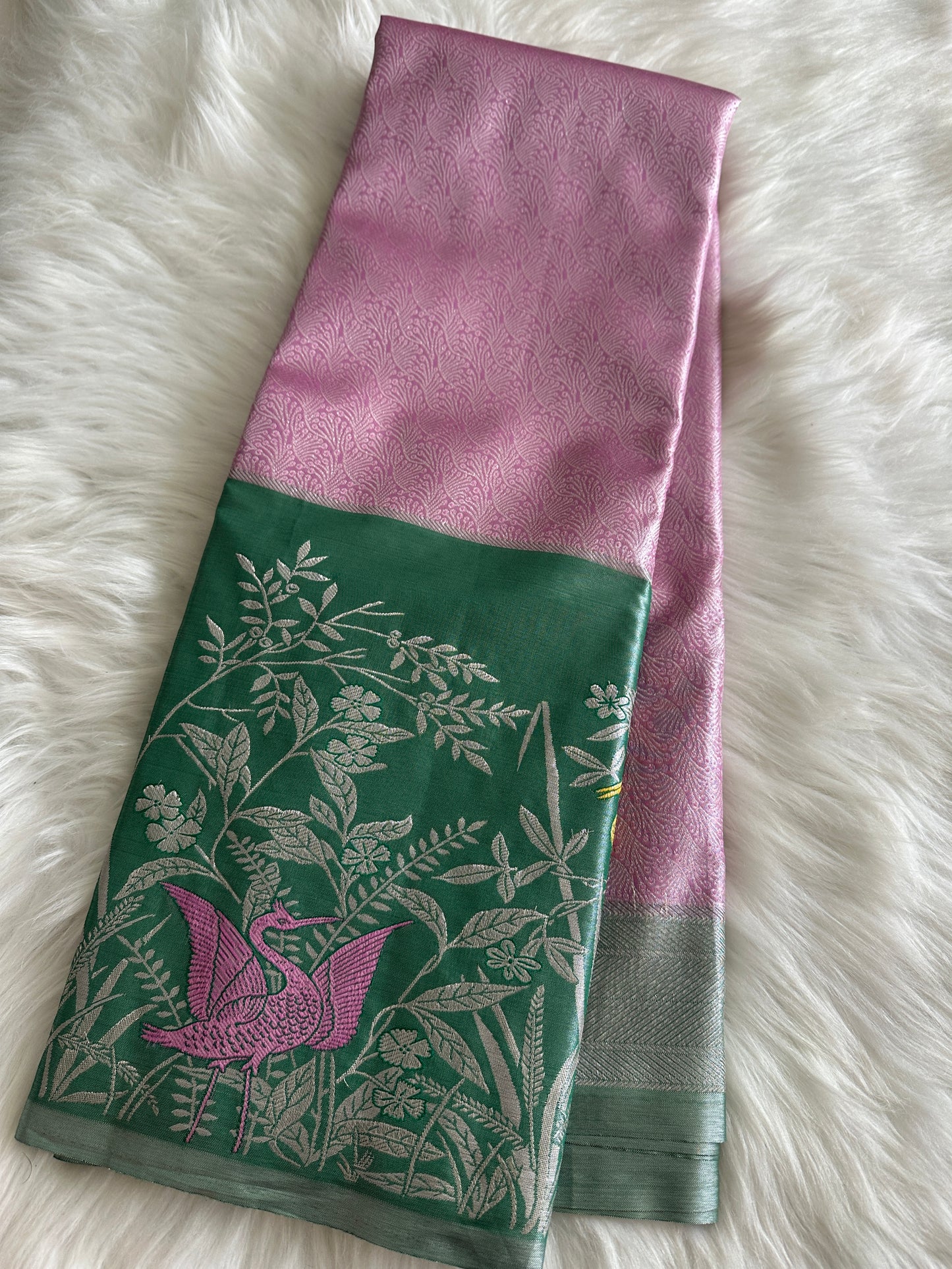 Designer Lotus Pink Semi Kanchivaram Tissue Pattu Saree