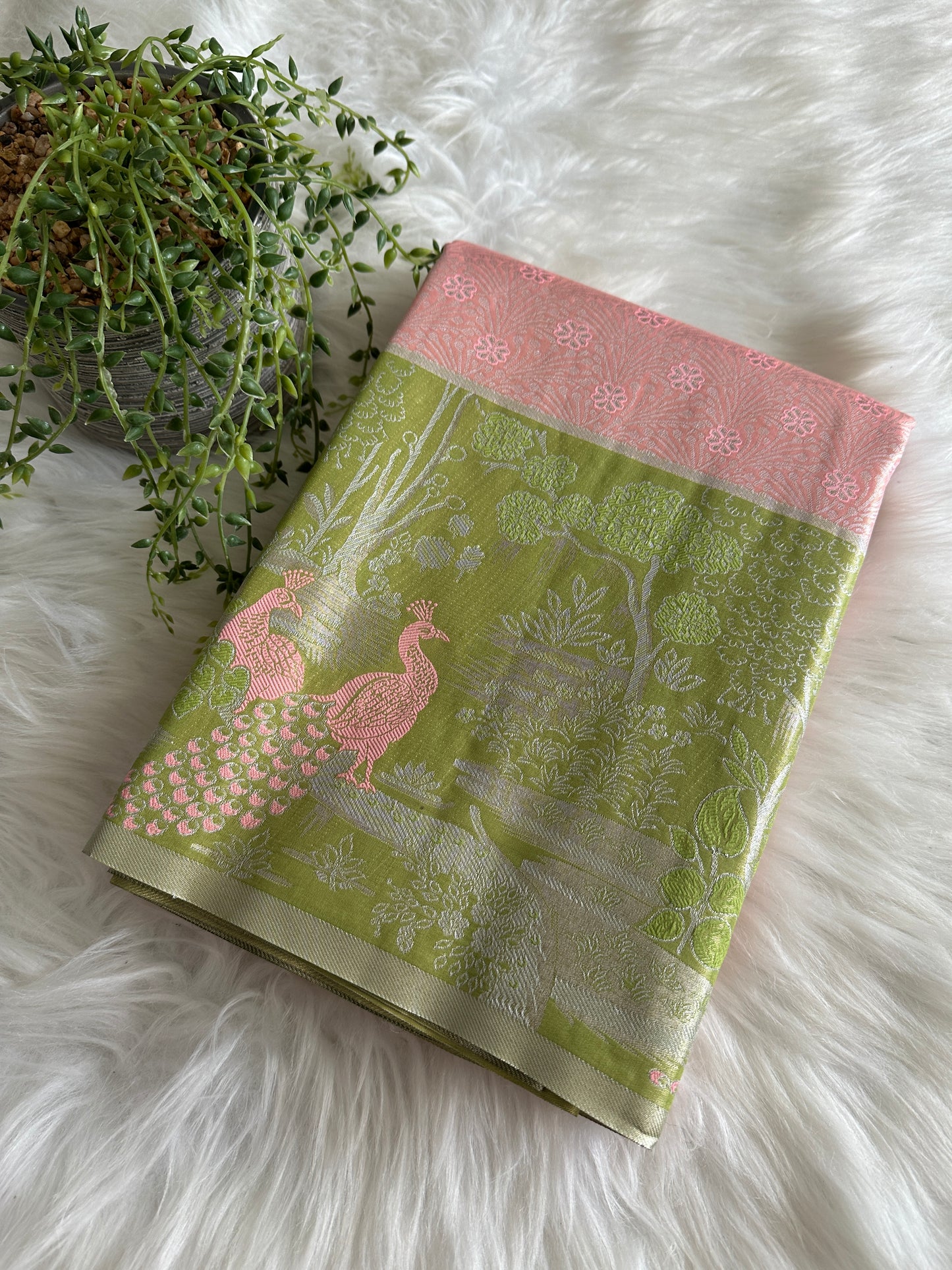 Designer Peacock Semi Kanchivaram Tissue Pattu v2.0