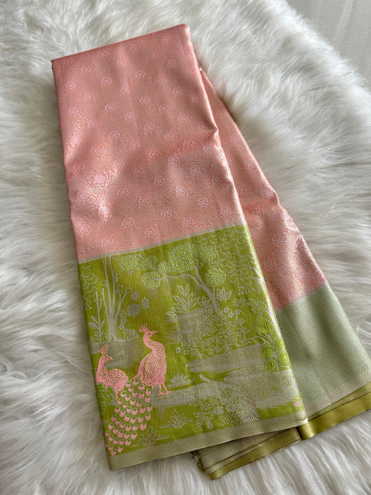 Designer Peacock Semi Kanchivaram Tissue Pattu v2.0