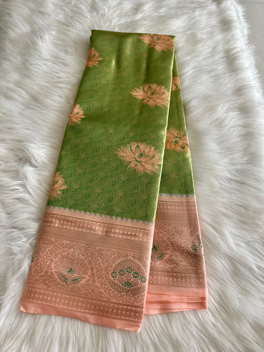 Floral Semi Kanchivaram Tissue Pattu saree