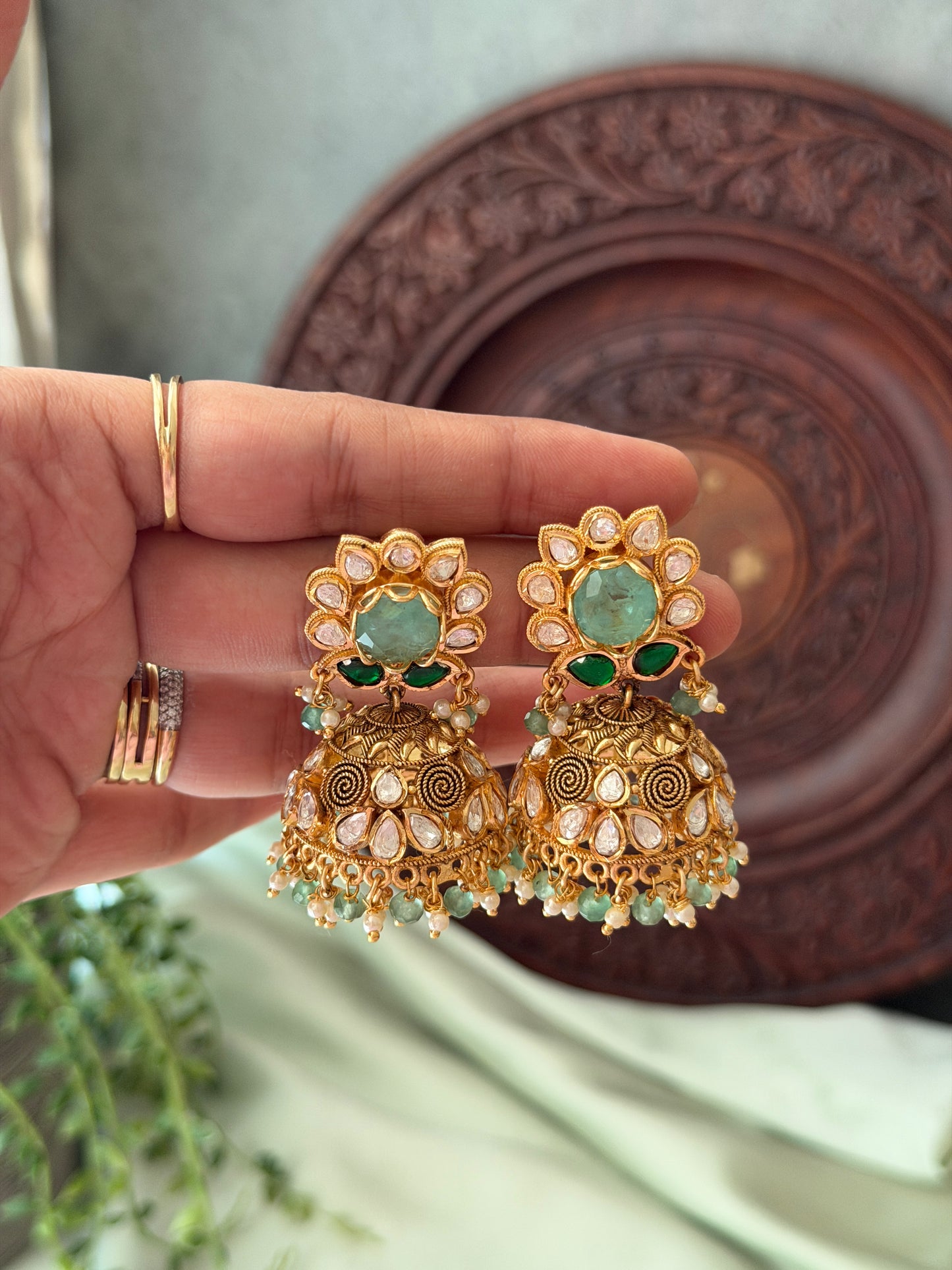 Premium Polki Jhumkas