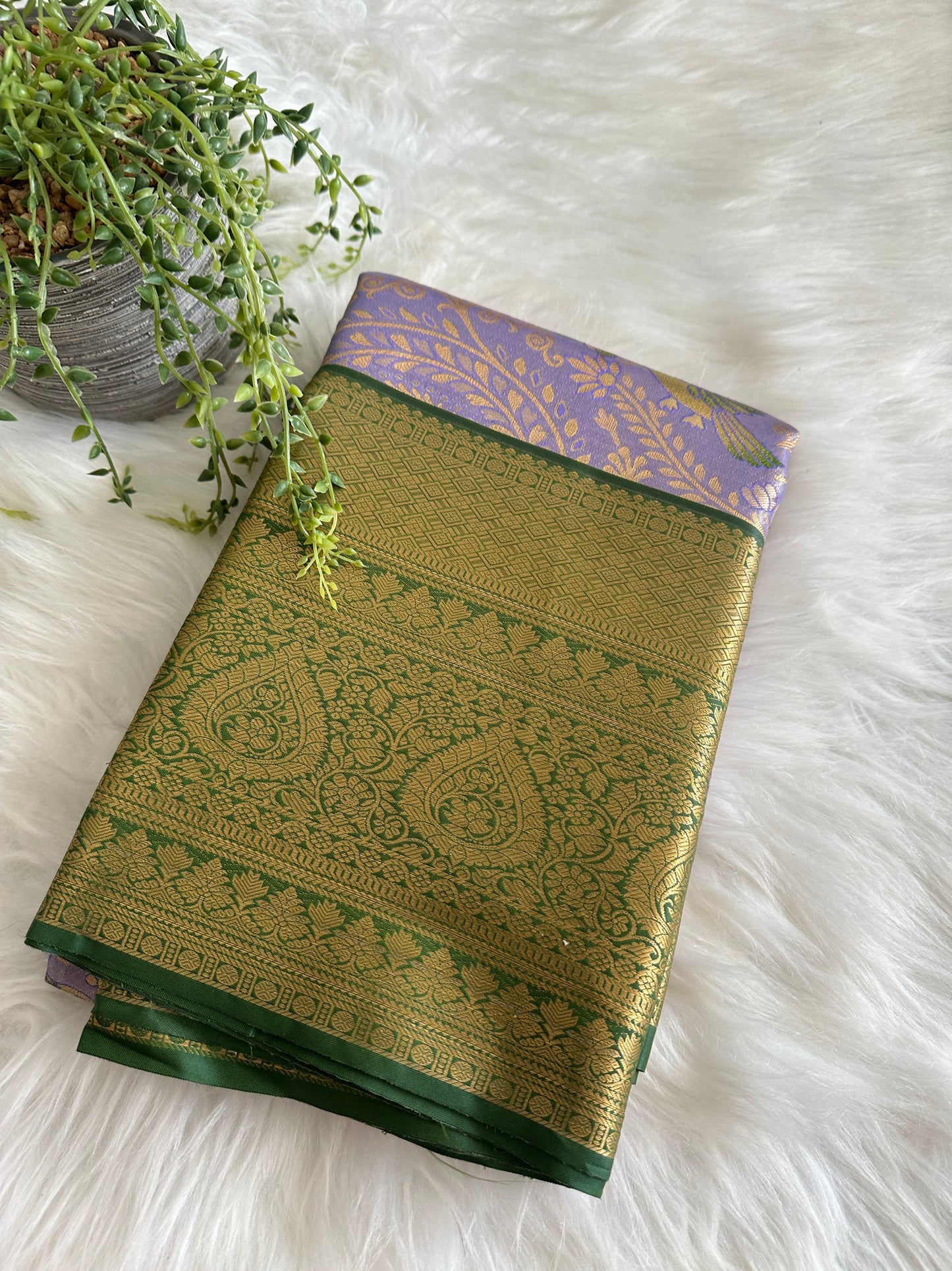 Mauve Lavender Semi Kanchivaram Tissue Pattu