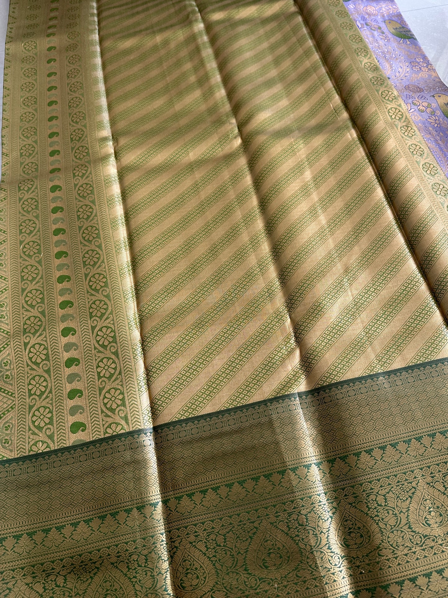 Mauve Lavender Semi Kanchivaram Tissue Pattu