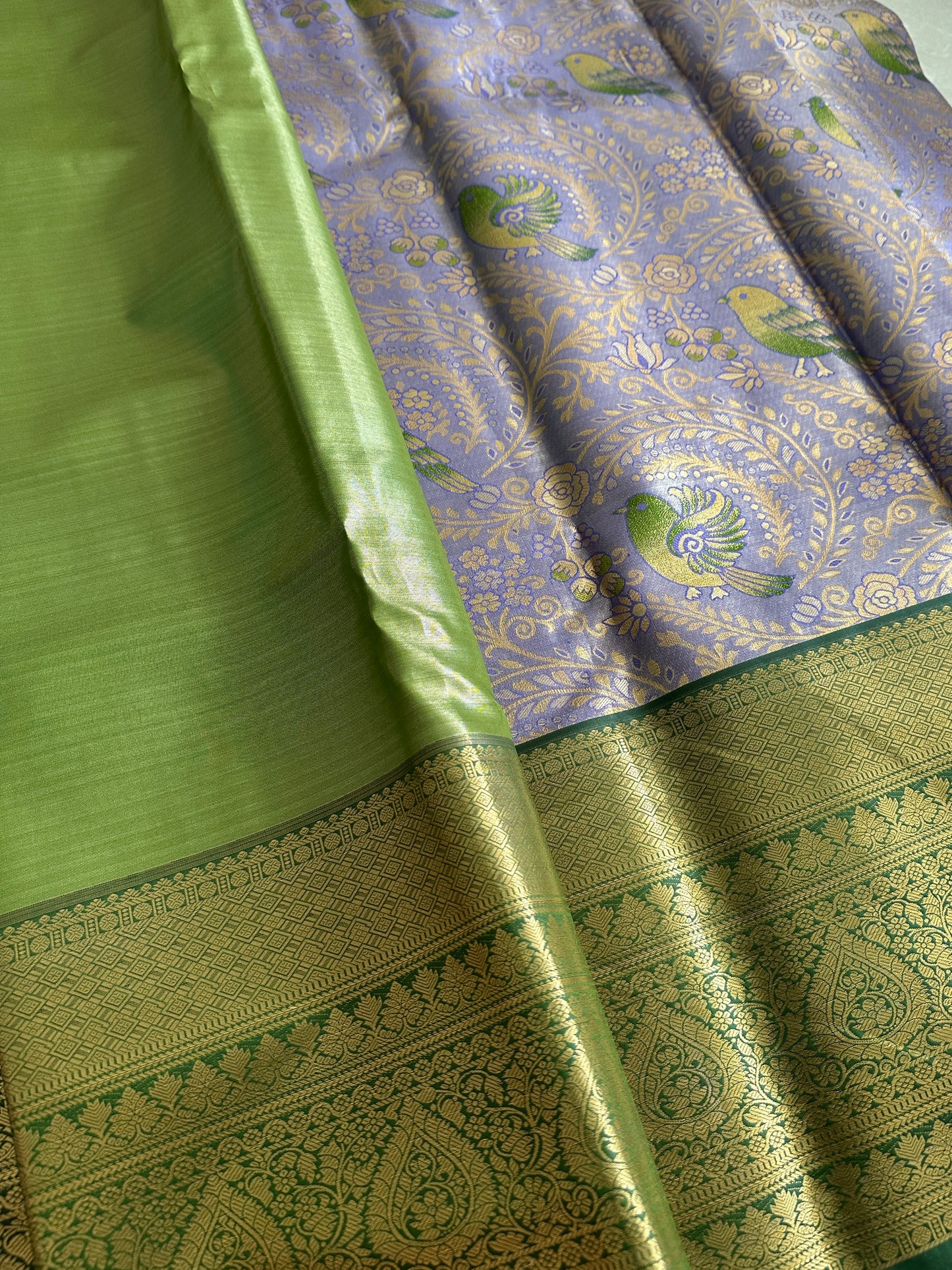 Mauve Lavender Semi Kanchivaram Tissue Pattu