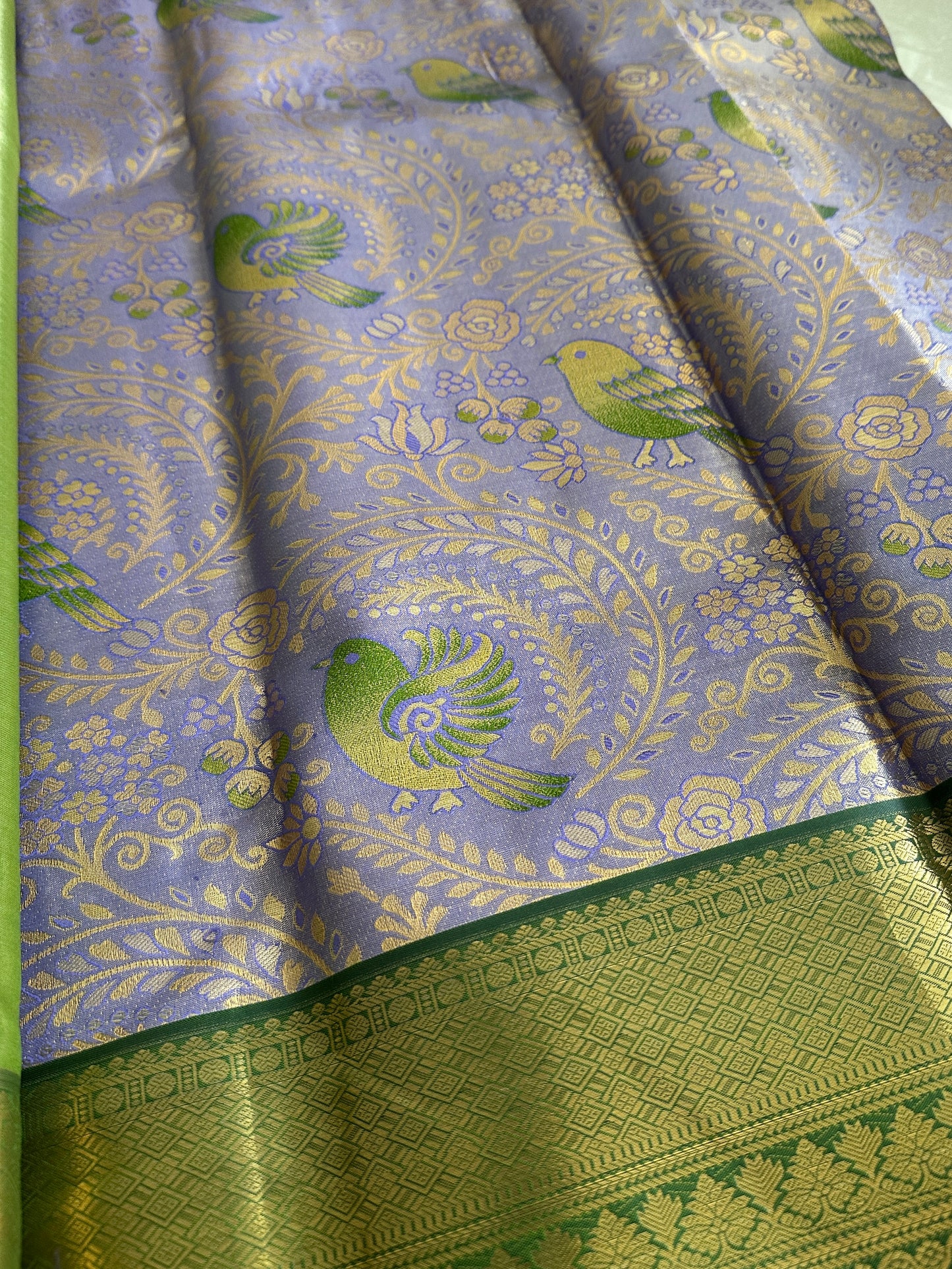 Mauve Lavender Semi Kanchivaram Tissue Pattu