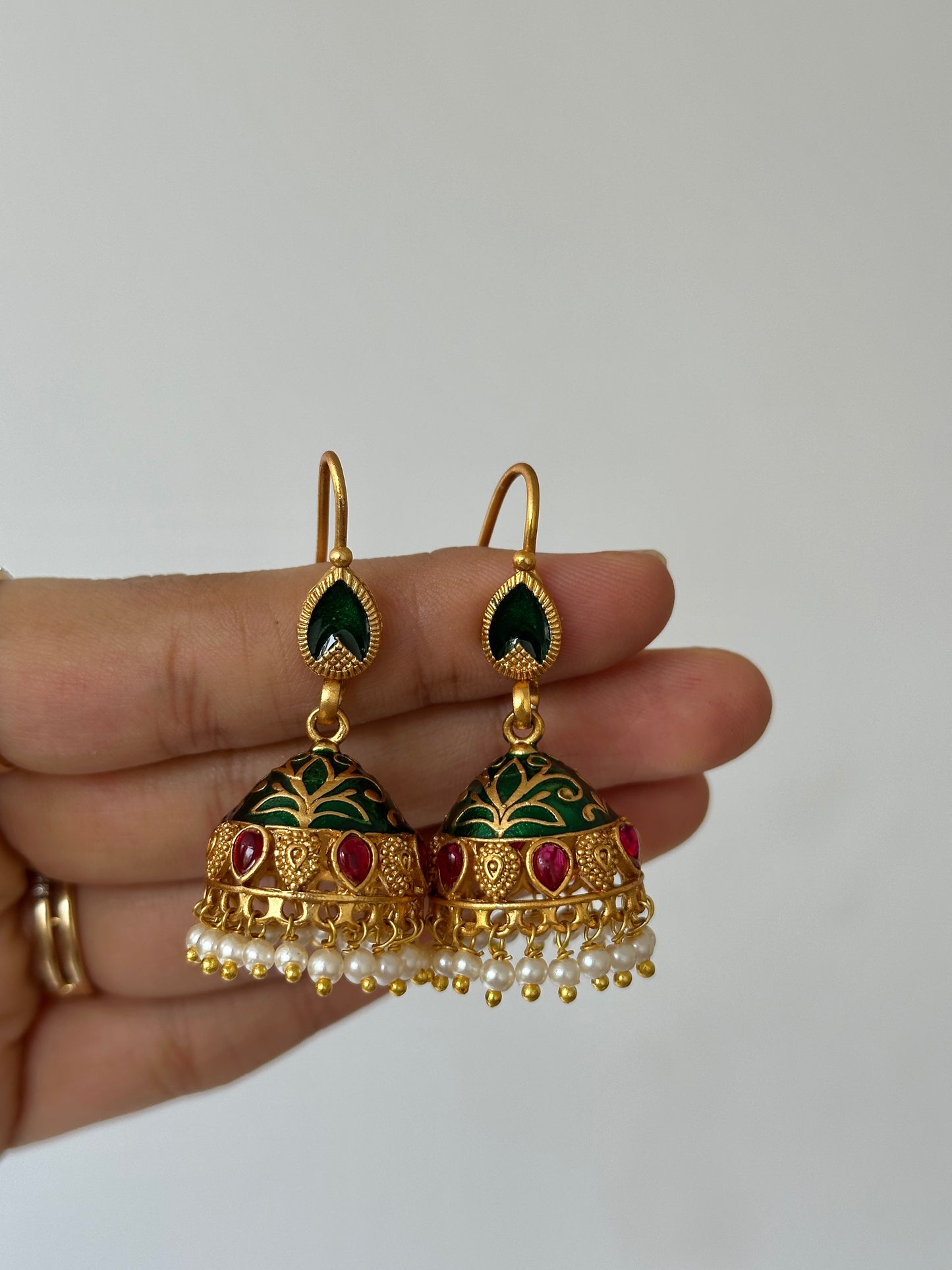 Meenakari Hook Jhumkas