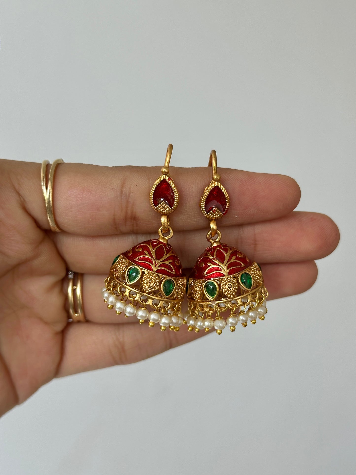 Meenakari Hook Jhumkas