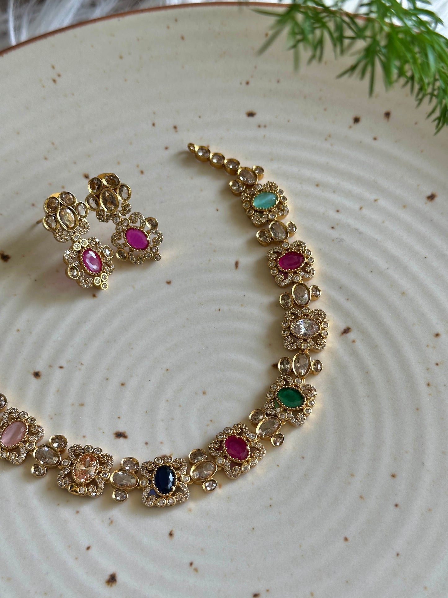 Vatika Navaratna Necklace