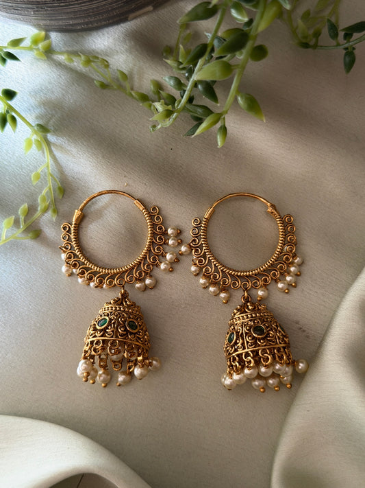Emerald Hoop Jhumkas