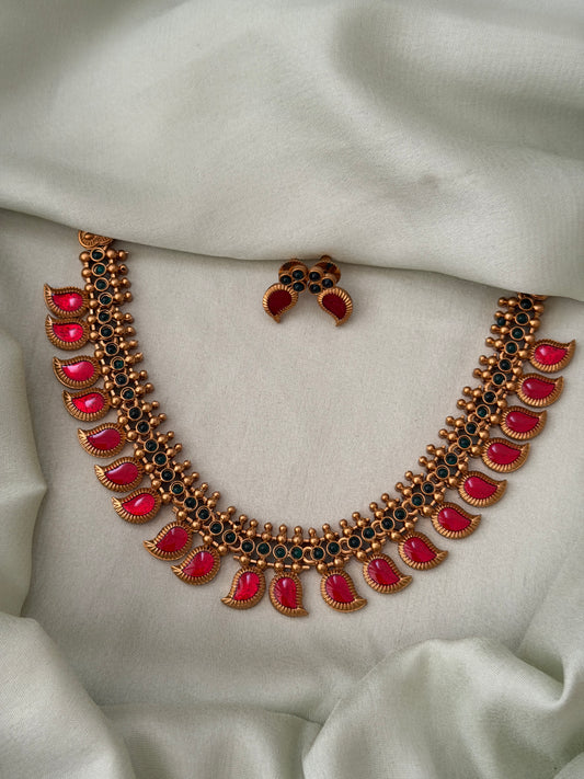 Glossy Enamel Palakka Necklace