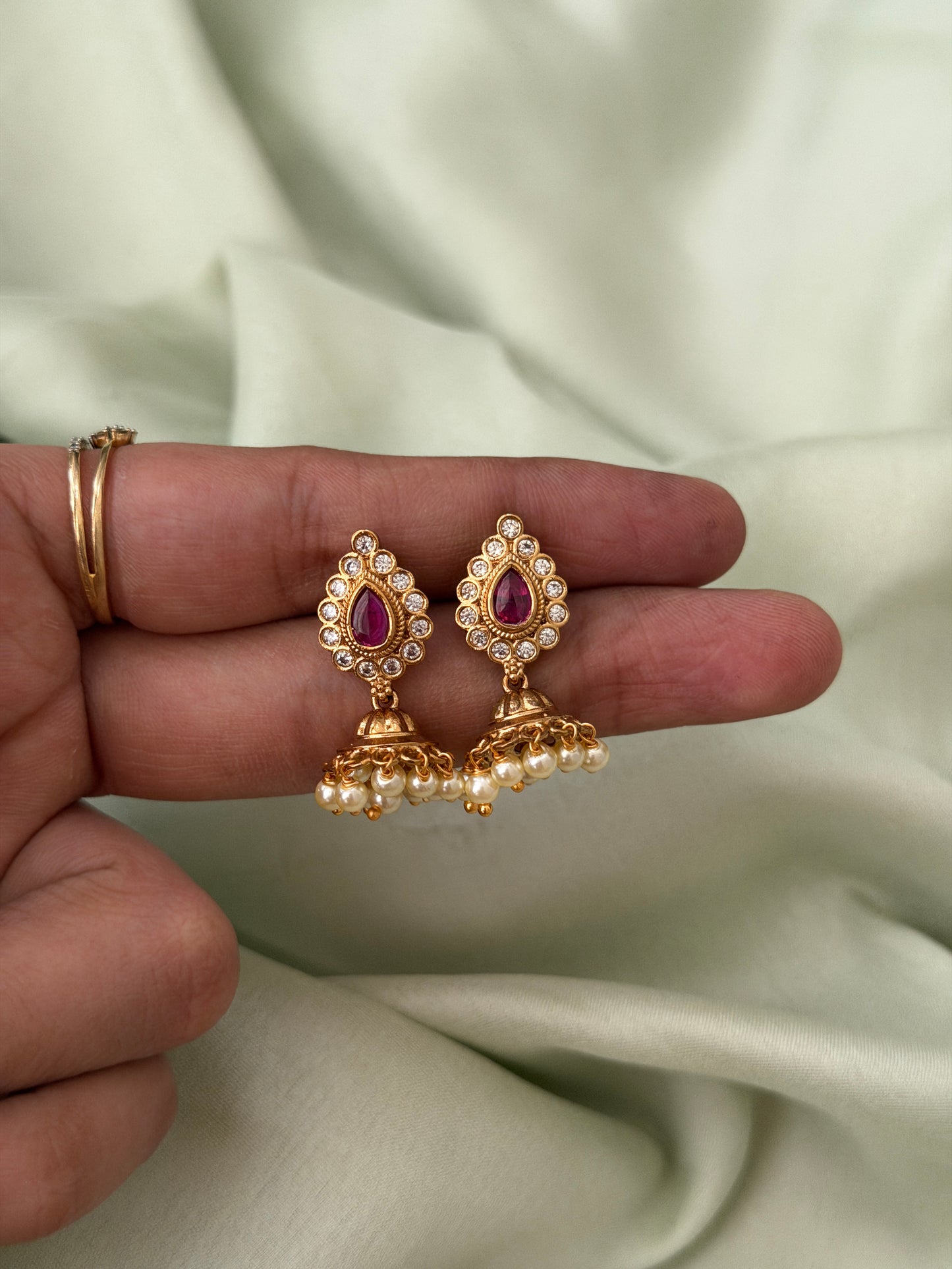 Kempu Drop Baby Jhumkas