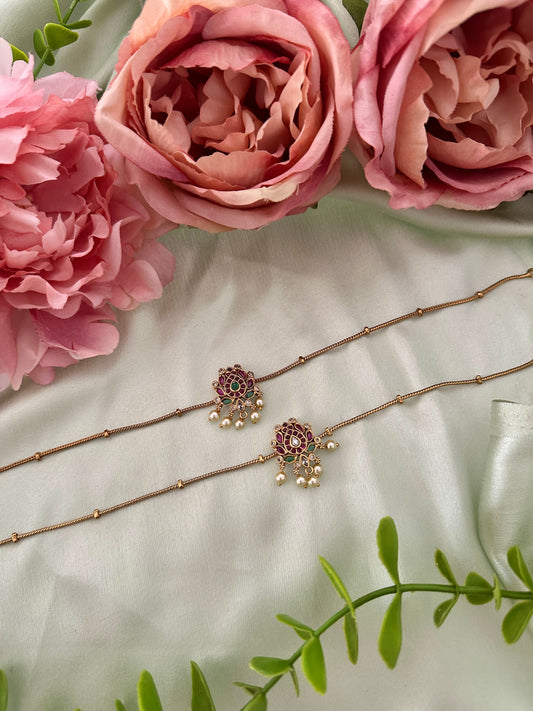 Kemp Lotus Anklets with Pearl Droppings