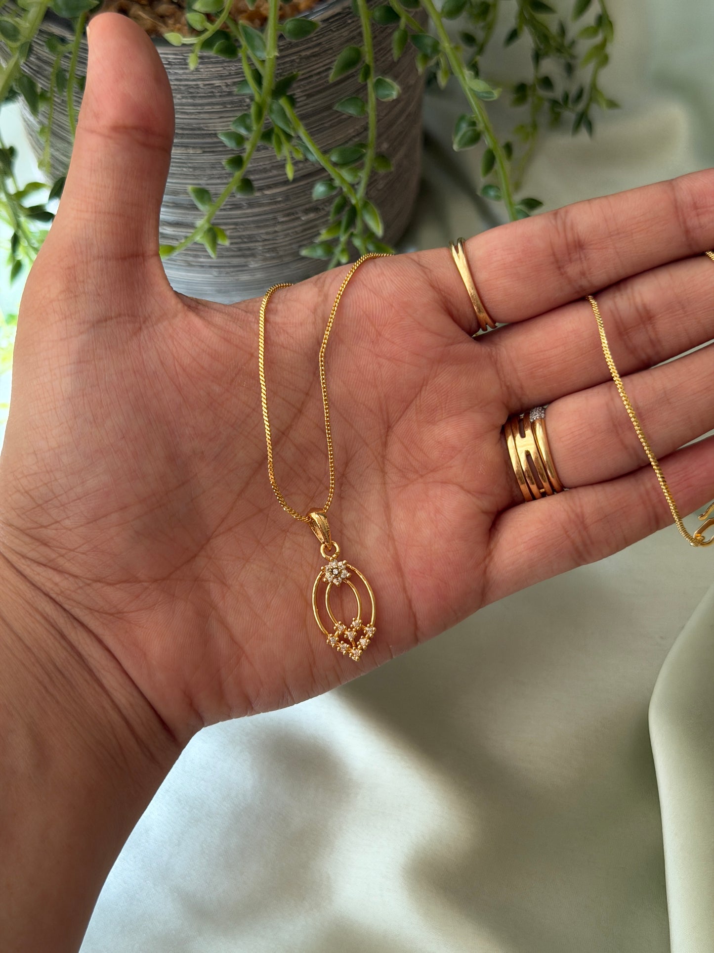 Diamond locket with Gold Chain