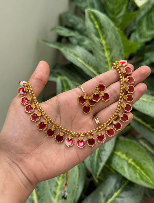 Simple budgeted Enamel Palakka Necklace