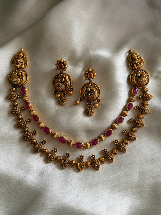Double Layer Nonidol Ruby Necklace