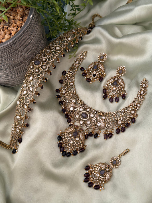 Niza Purple Semi Bridal Set