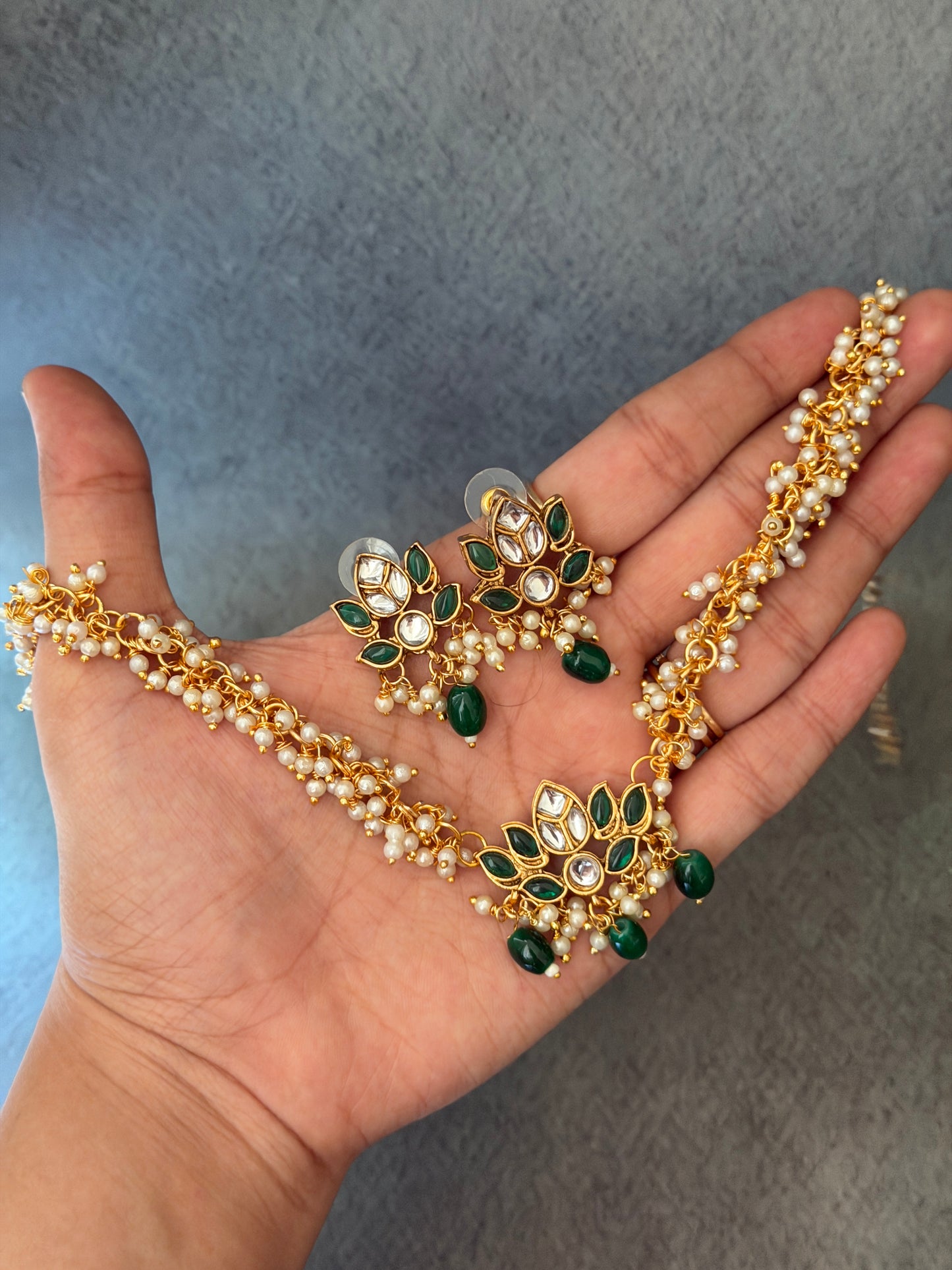 Lotus Cluster Pearl Necklace