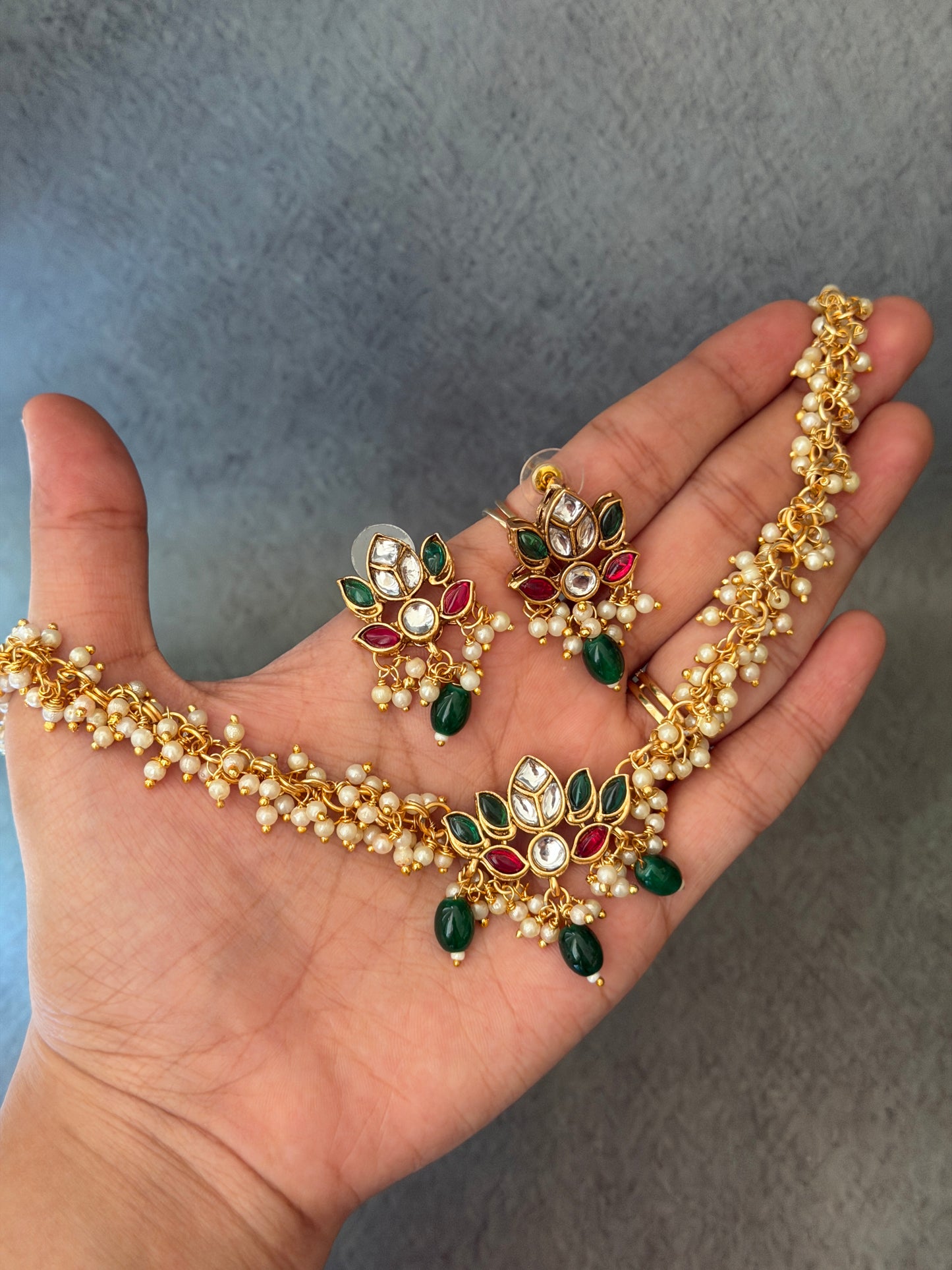 Lotus Cluster Pearl Necklace