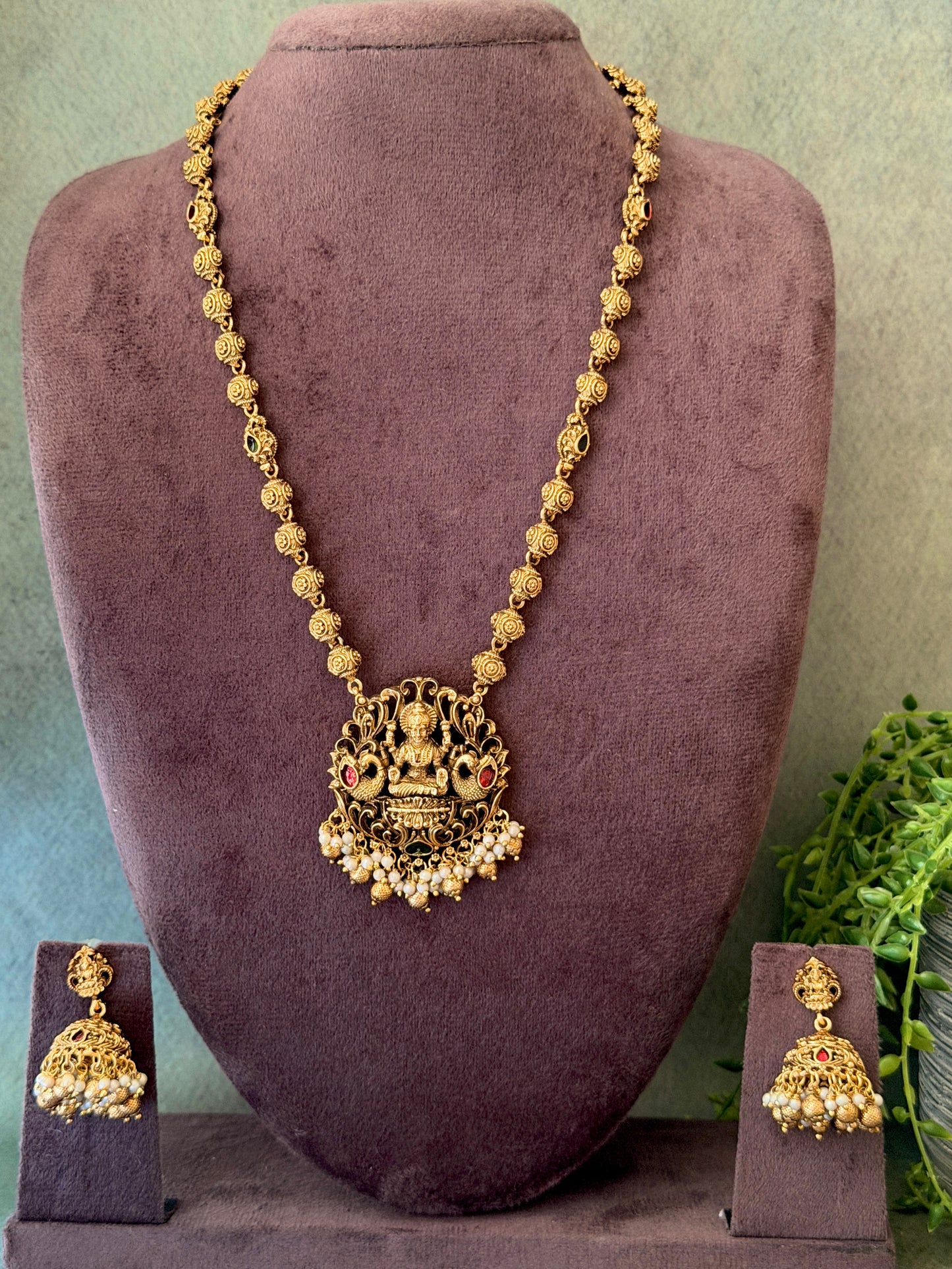 Antique Gold Ball Lakshmi Haaram