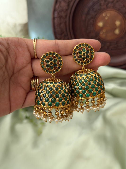 Emerald Bridal Jhumkas