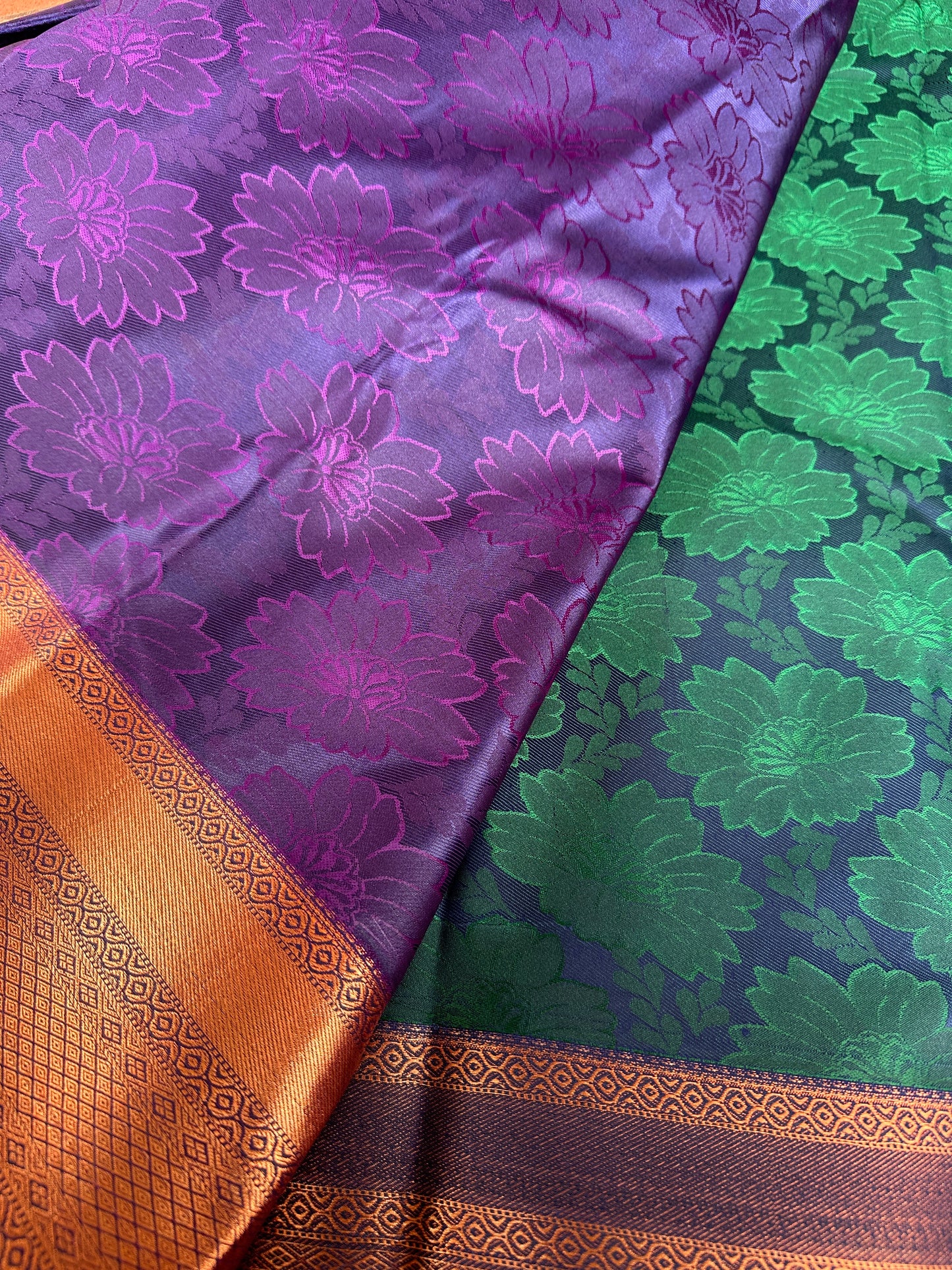 Turquoise Floral Semi Silk Saree