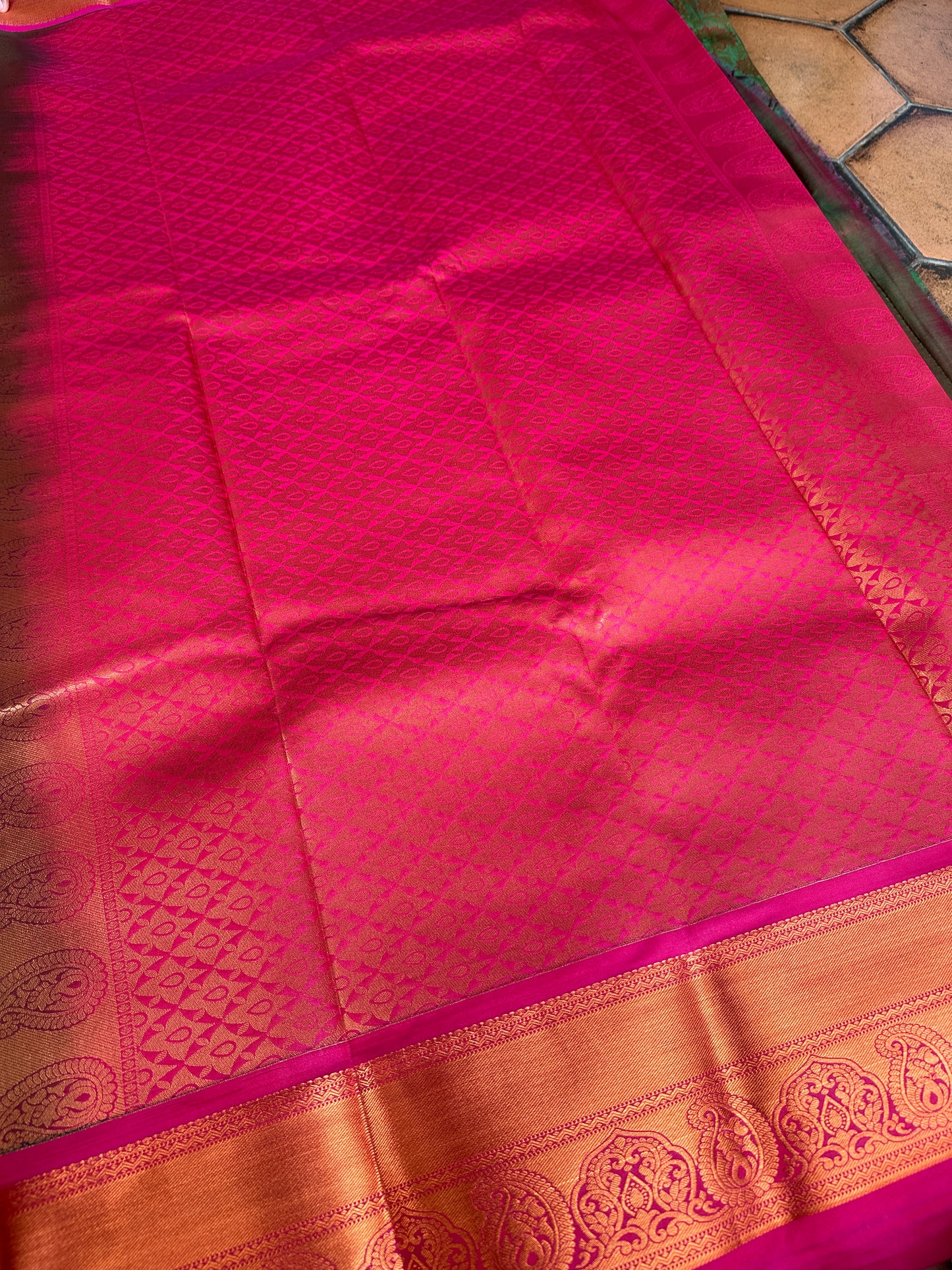 Mehendi Green Floral Semi Silk Saree