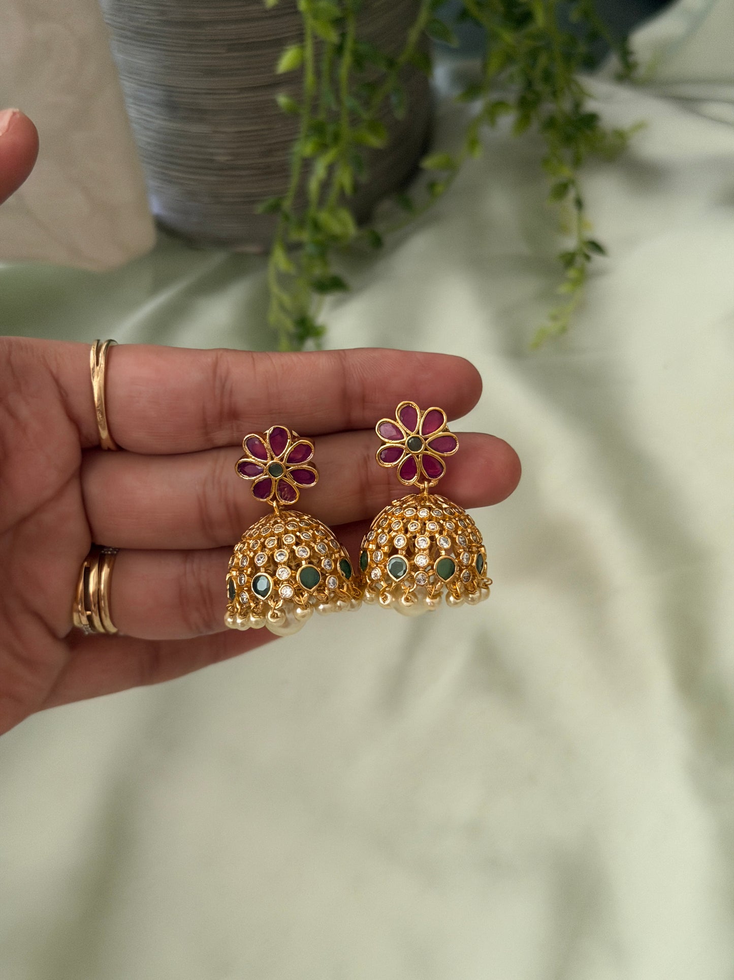 Dhara Flower Jhumkas