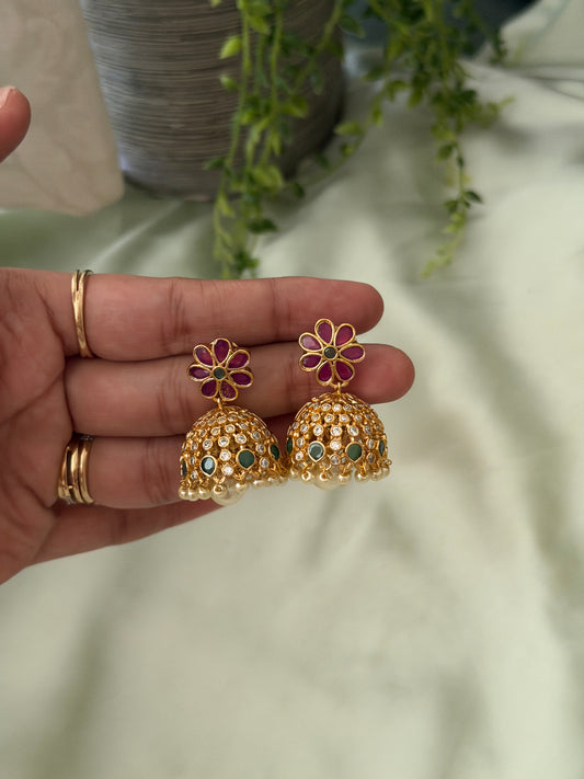 Dhara Flower Jhumkas