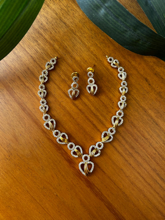 Gold x Diamond Cross Heart Necklace