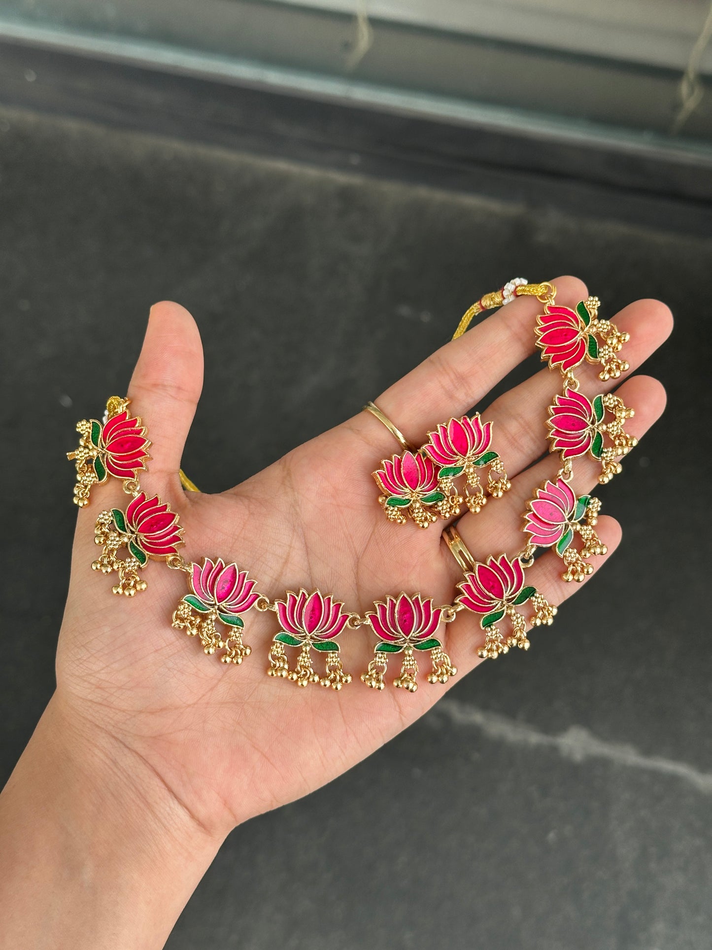 Lotus Gold Ghungroo Necklace