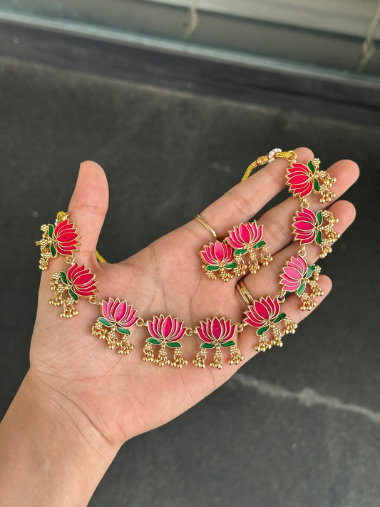 Lotus Gold Ghungroo Necklace