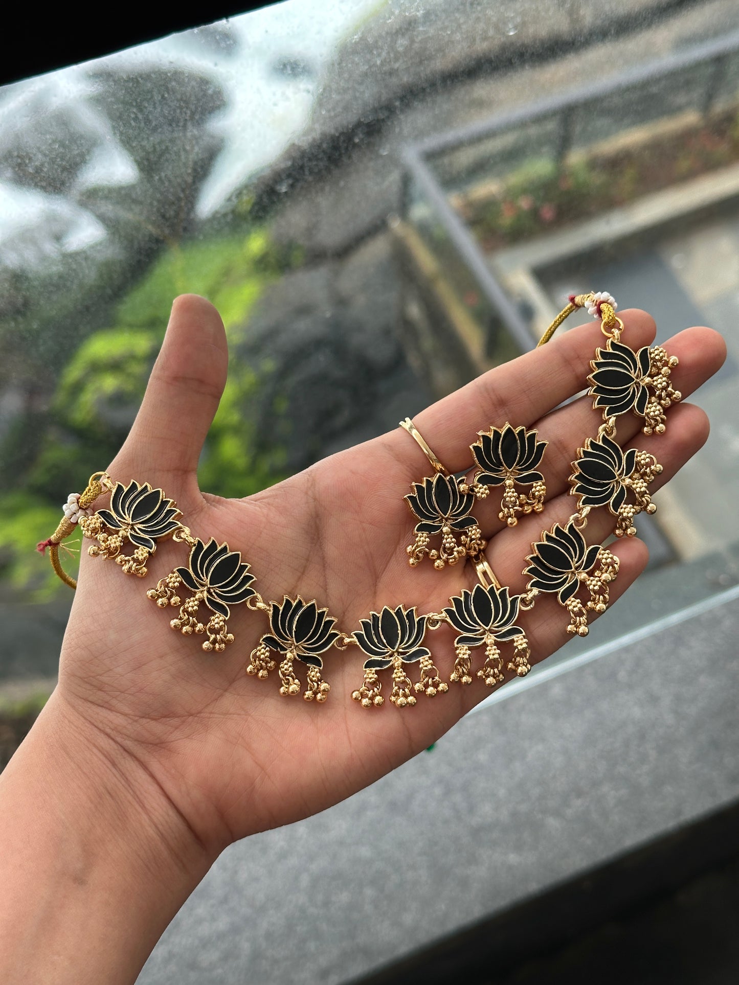 Lotus Gold Ghungroo Necklace