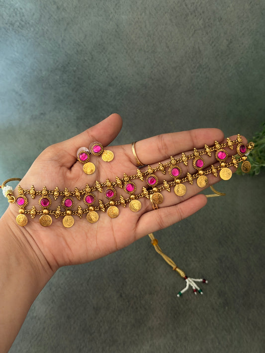 Kempu Chakra Coin Choker