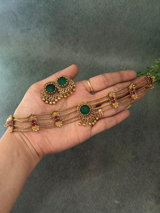 Emerald Natural Stone Choker