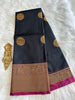 Black Chakra Butta Soft Silk Saree