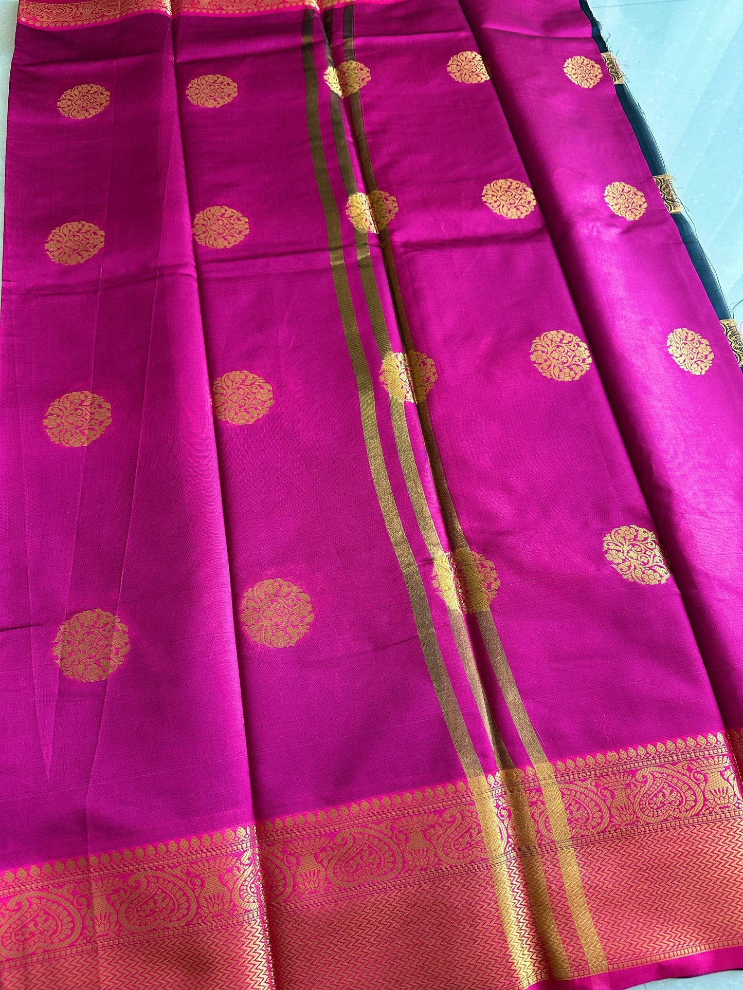 Black Chakra Butta Soft Silk Saree