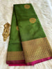 Olive Green Chakra Butta Soft Silk Saree