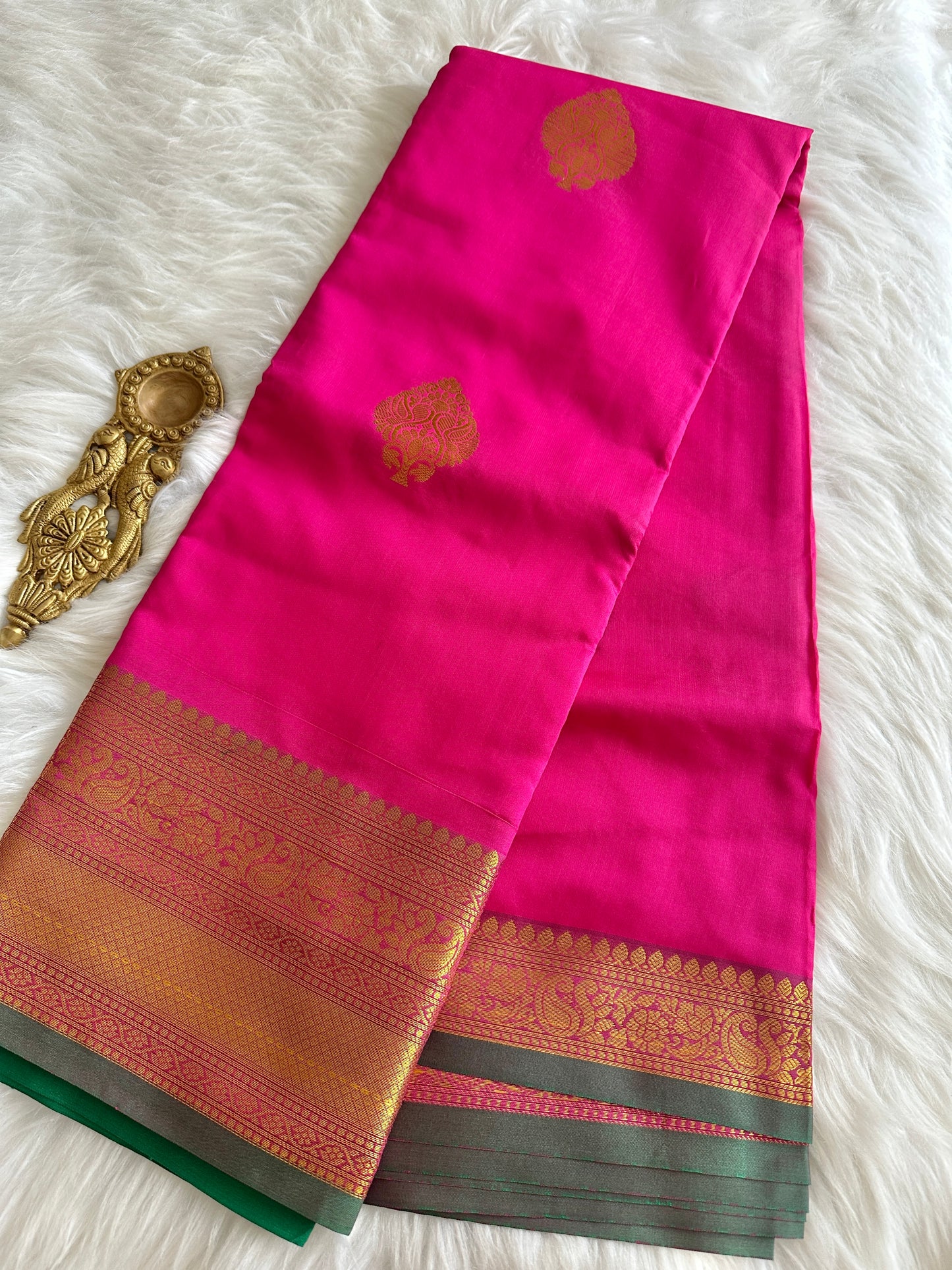 Pop pink soft silk saree