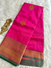 Pop pink soft silk saree