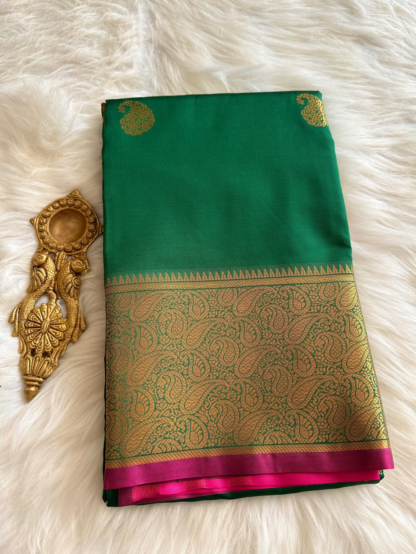Emerald Manga Butta Soft Silk Saree