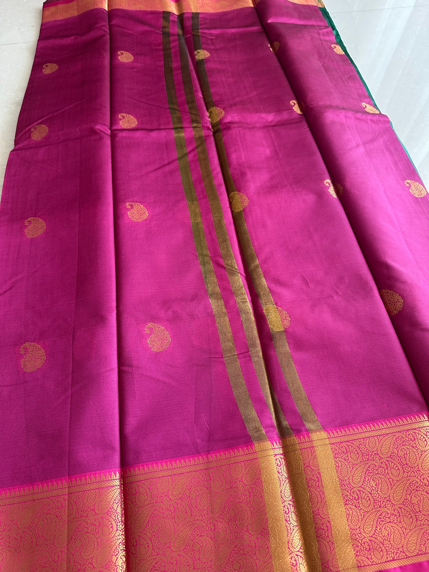 Emerald Manga Butta Soft Silk Saree