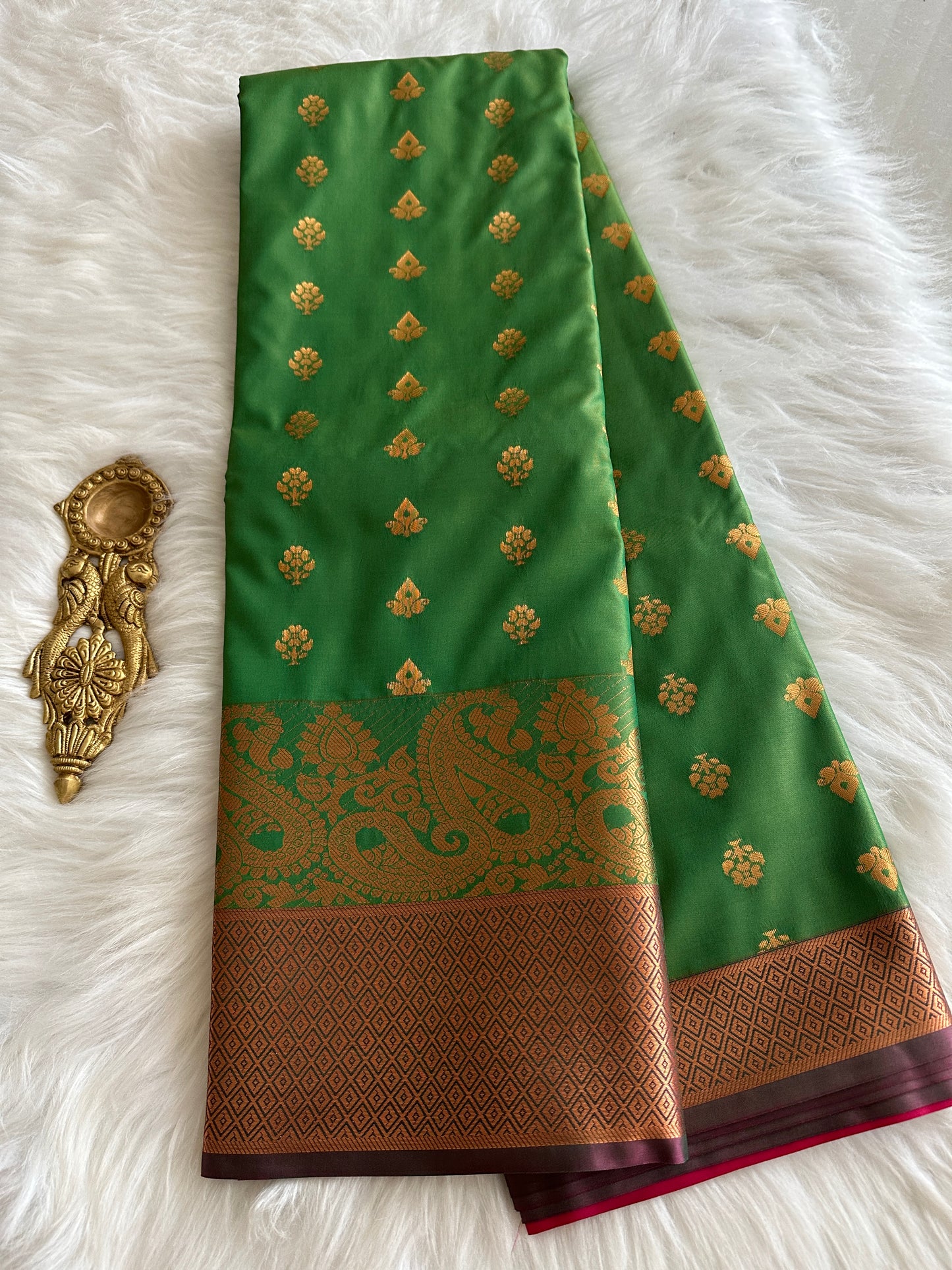 Avocado Green Soft silk saree