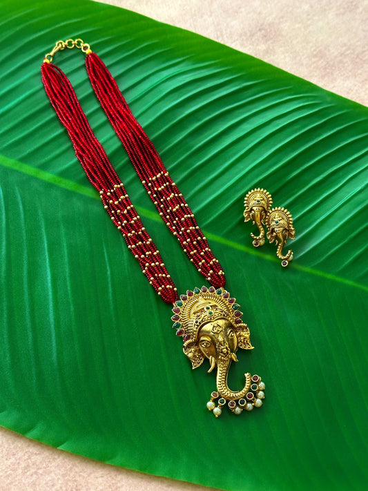 Beaded Ganesha Pendant Chain