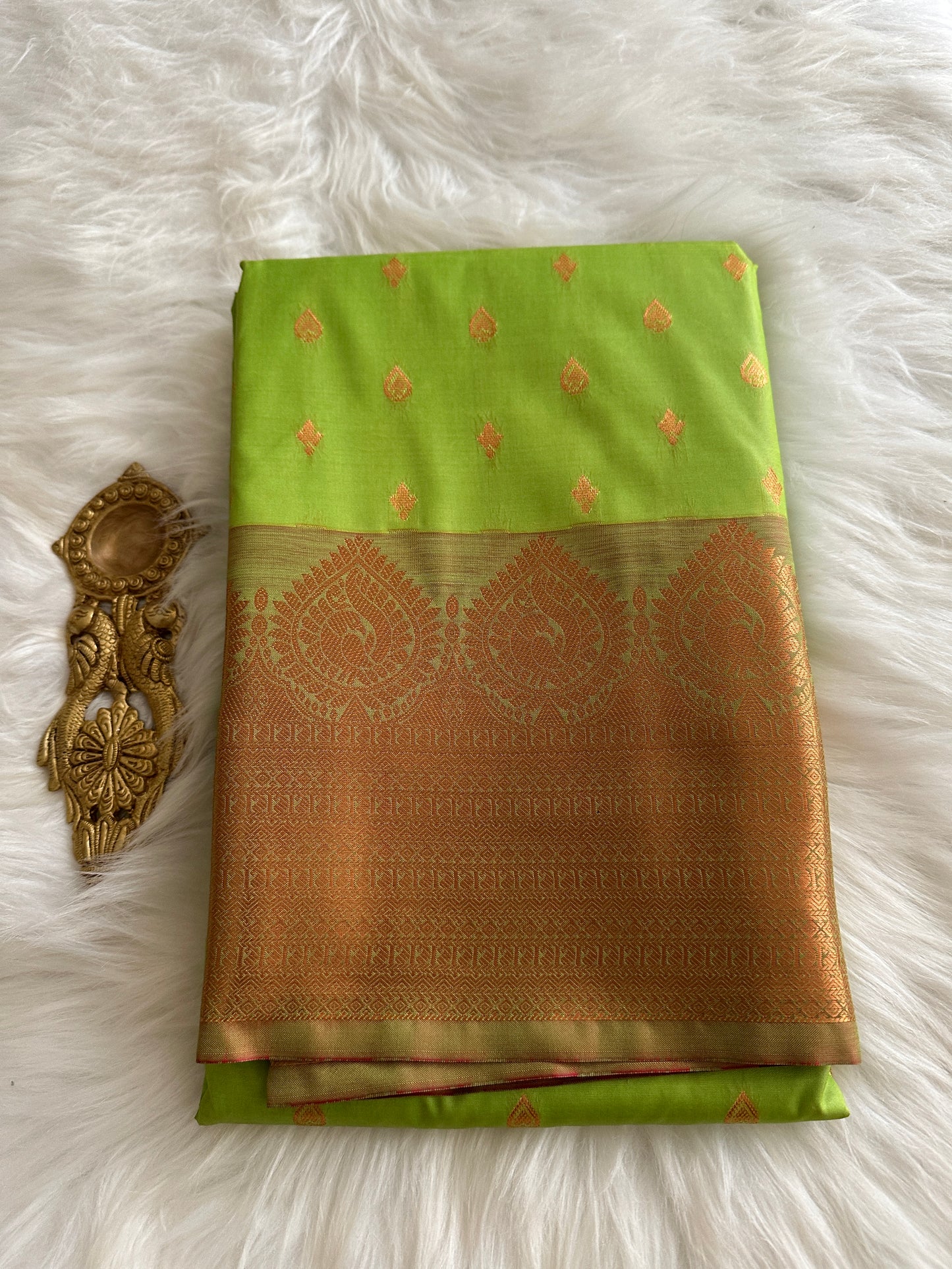 Parrot Green 1000 Butta soft silk saree