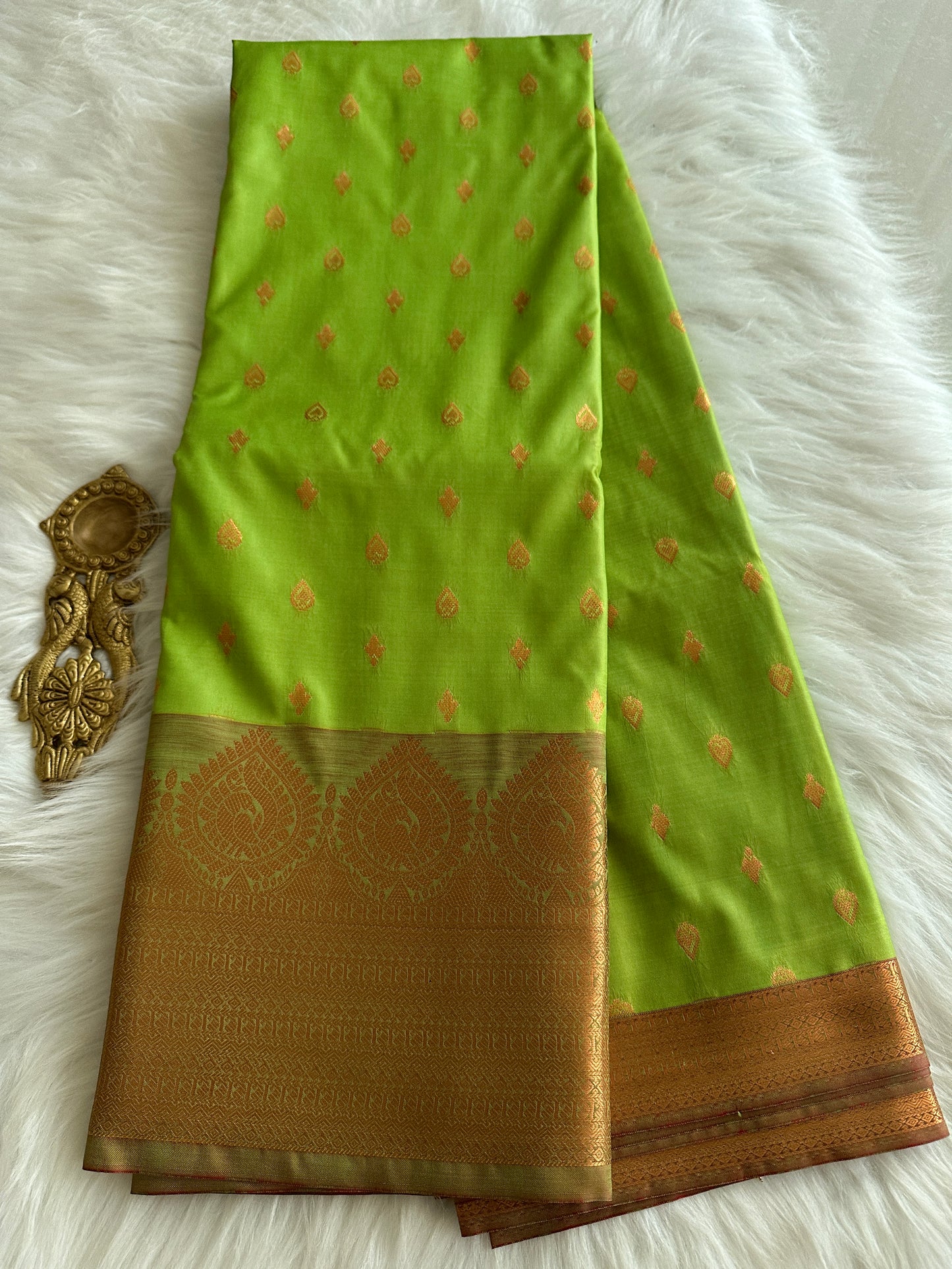 Parrot Green 1000 Butta soft silk saree